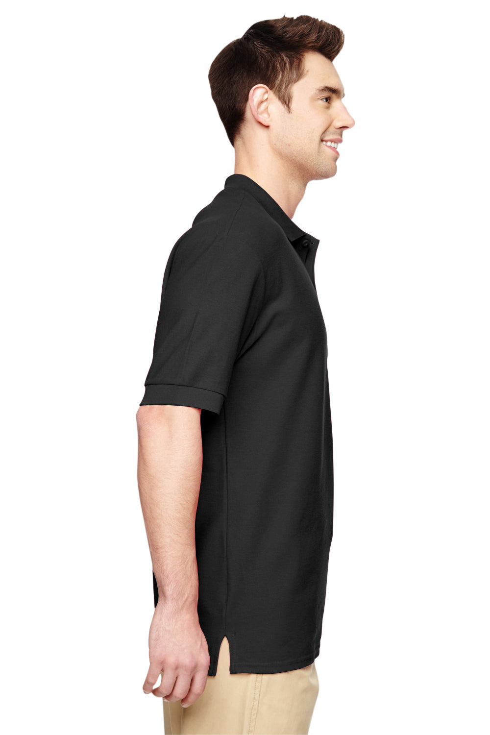Gildan G828 Mens Short Sleeve Polo Shirt Black Side