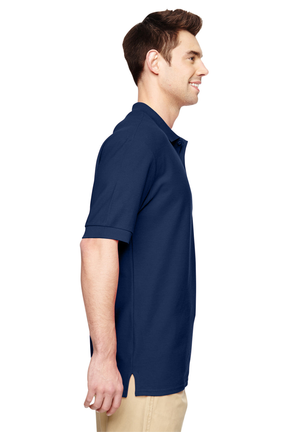 Gildan G828 Mens Short Sleeve Polo Shirt Navy Blue Side
