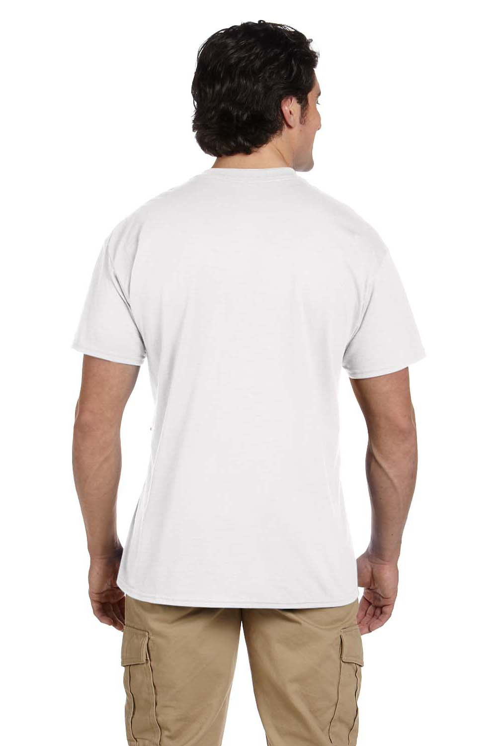 Gildan G830 Mens DryBlend Moisture Wicking Short Sleeve Crewneck T-Shirt w/ Pocket White Back