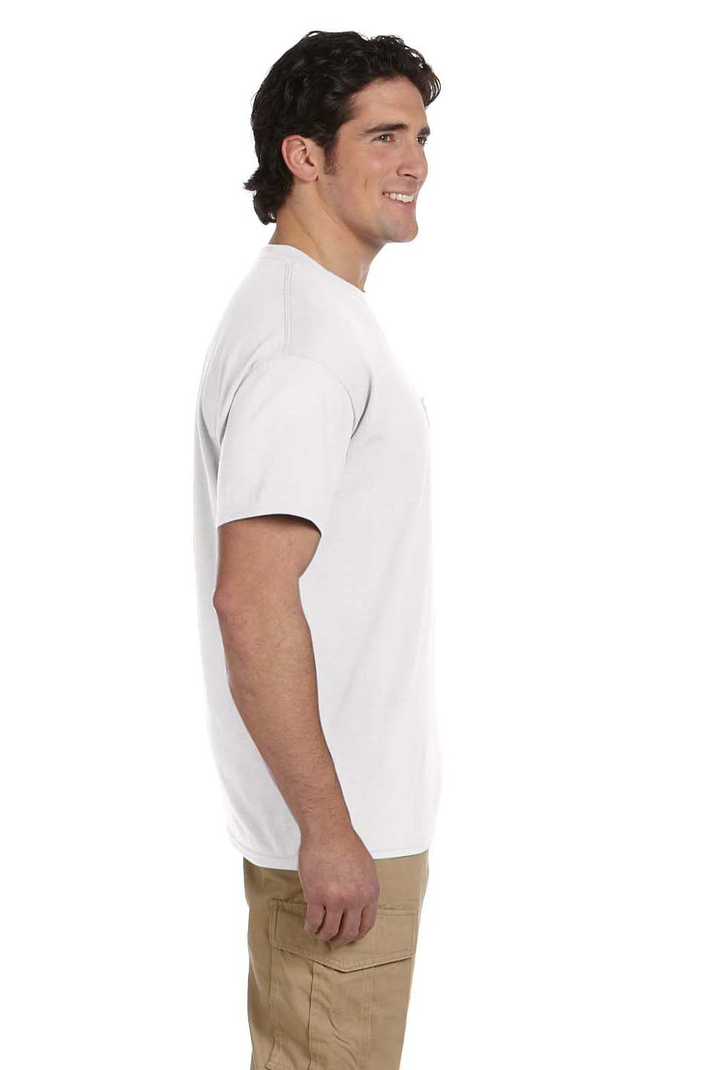 Gildan G830 Mens DryBlend Moisture Wicking Short Sleeve Crewneck T-Shirt w/ Pocket White Side