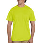 Gildan Mens DryBlend Moisture Wicking Short Sleeve Crewneck T-Shirt w/ Pocket - Safety Green