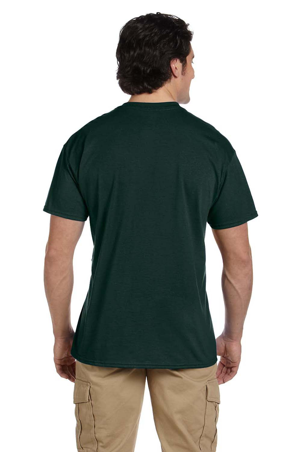 Gildan G830 Mens DryBlend Moisture Wicking Short Sleeve Crewneck T-Shirt w/ Pocket Forest Green Back