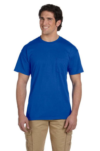 Gildan G830 Mens DryBlend Moisture Wicking Short Sleeve Crewneck T-Shirt w/ Pocket Royal Blue Front