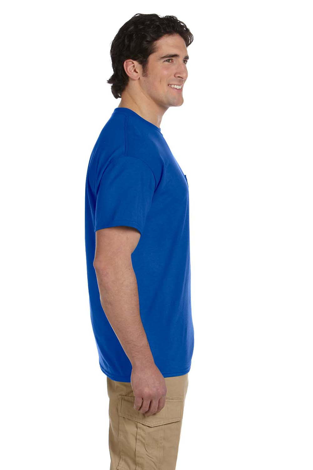 Gildan G830 Mens DryBlend Moisture Wicking Short Sleeve Crewneck T-Shirt w/ Pocket Royal Blue Side