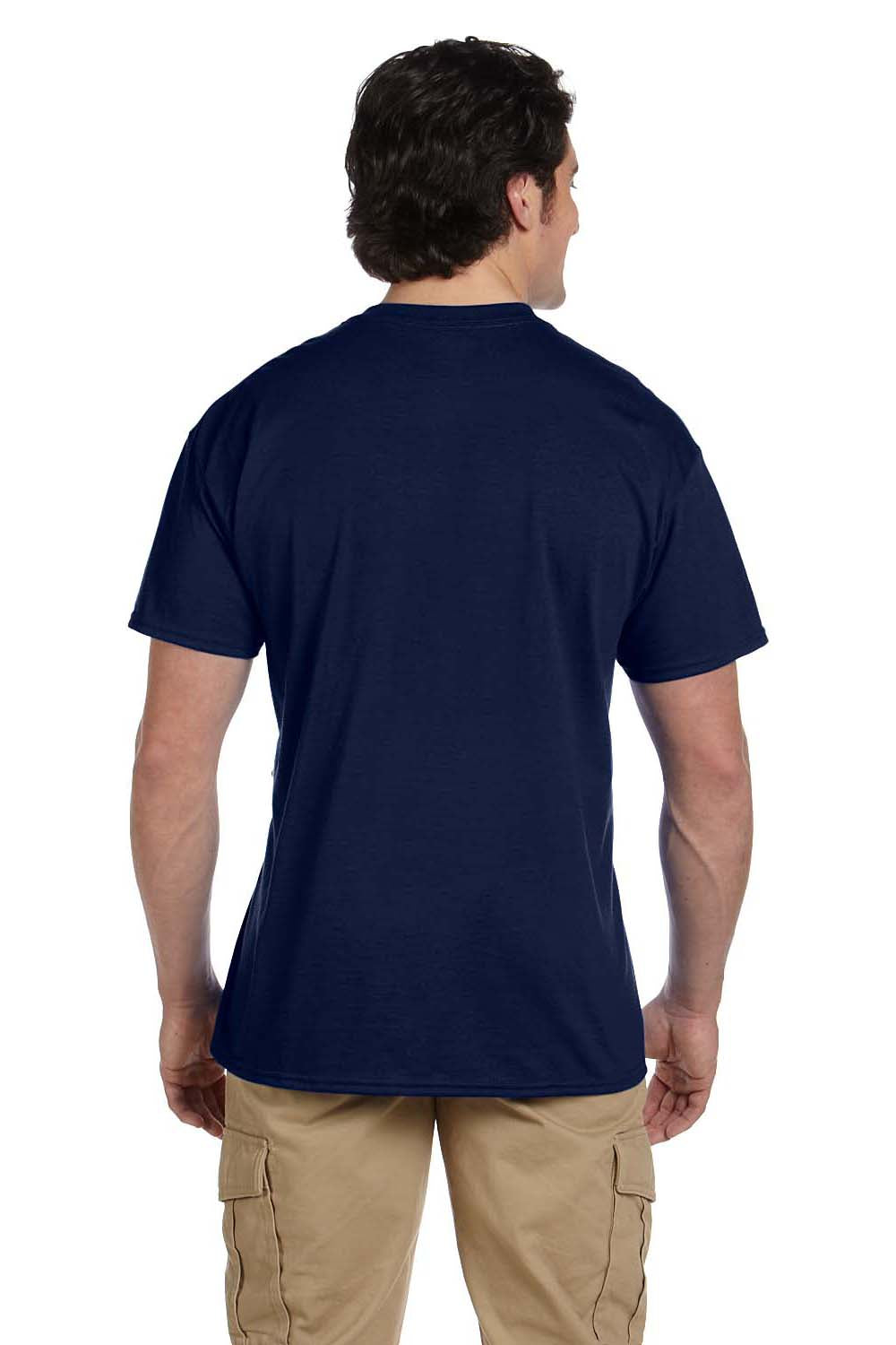 Gildan G830 Mens DryBlend Moisture Wicking Short Sleeve Crewneck T-Shirt w/ Pocket Navy Blue Back