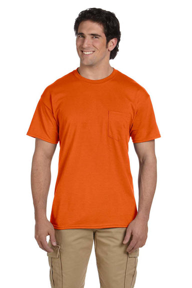 Gildan G830 Mens DryBlend Moisture Wicking Short Sleeve Crewneck T-Shirt w/ Pocket Orange Front