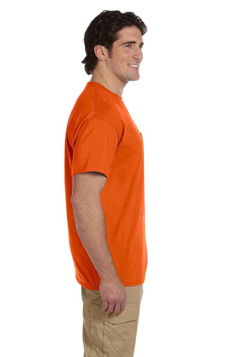 Gildan G830 Mens DryBlend Moisture Wicking Short Sleeve Crewneck T-Shirt w/ Pocket Orange Side
