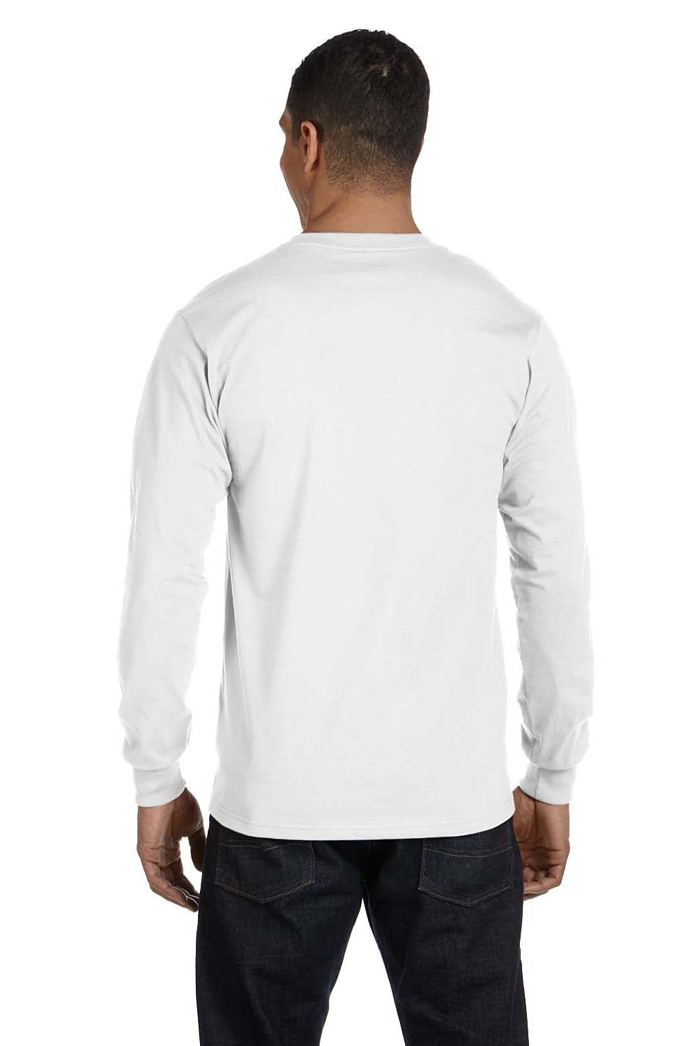 Gildan G840 Mens DryBlend Moisture Wicking Long Sleeve Crewneck T-Shirt White Back
