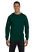 Gildan G840 Mens DryBlend Moisture Wicking Long Sleeve Crewneck T-Shirt Forest Green Front