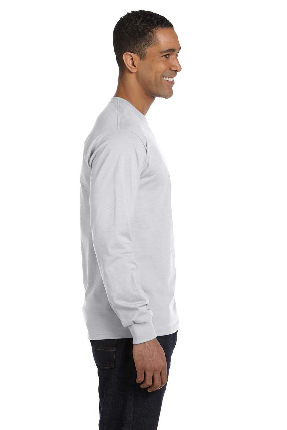 Gildan G840 Mens DryBlend Moisture Wicking Long Sleeve Crewneck T-Shirt Ash Grey Side