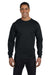 Gildan G840 Mens DryBlend Moisture Wicking Long Sleeve Crewneck T-Shirt Black Front