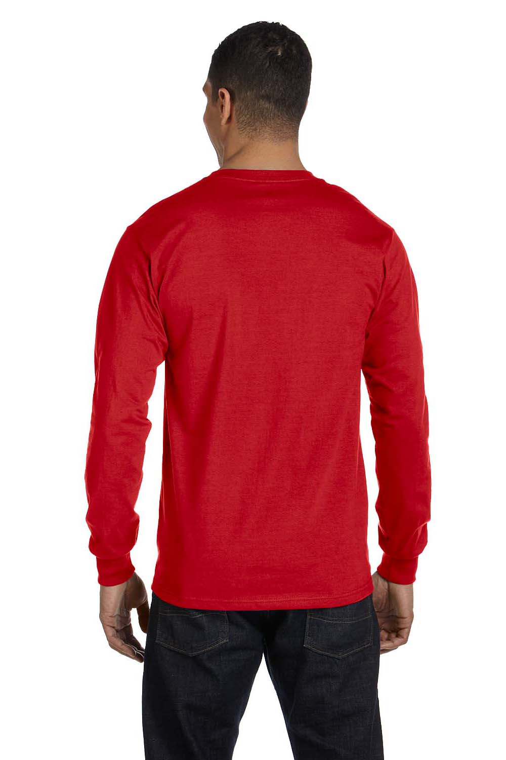 Gildan G840 Mens DryBlend Moisture Wicking Long Sleeve Crewneck T-Shirt Red Back
