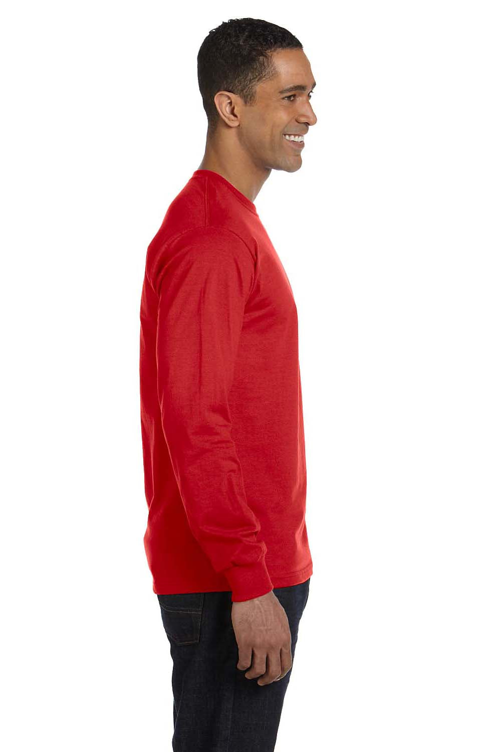 Gildan G840 Mens DryBlend Moisture Wicking Long Sleeve Crewneck T-Shirt Red Side