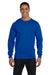 Gildan G840 Mens DryBlend Moisture Wicking Long Sleeve Crewneck T-Shirt Royal Blue Front