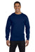 Gildan G840 Mens DryBlend Moisture Wicking Long Sleeve Crewneck T-Shirt Navy Blue Front