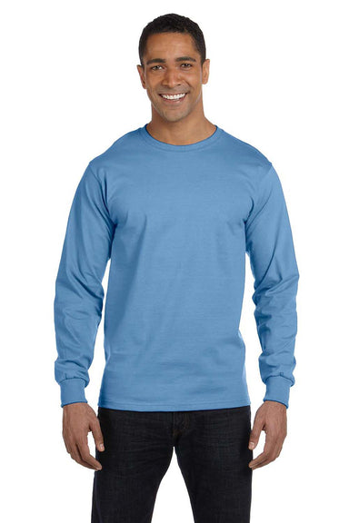 Gildan G840 Mens DryBlend Moisture Wicking Long Sleeve Crewneck T-Shirt Carolina Blue Front