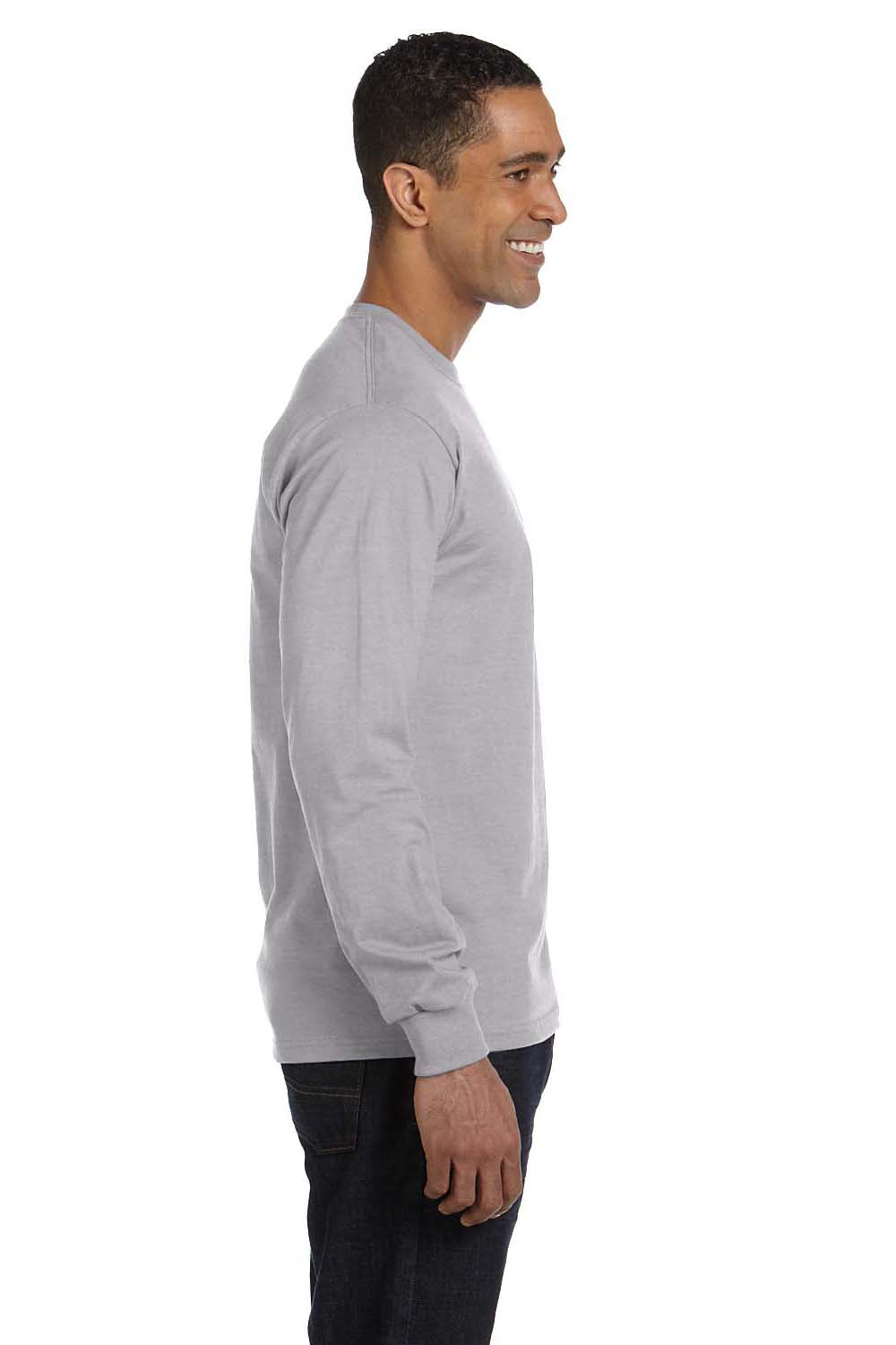 Gildan G840 Mens DryBlend Moisture Wicking Long Sleeve Crewneck T-Shirt Sport Grey Side