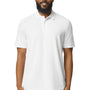 Gildan Mens Double Pique Short Sleeve Polo Shirt - White