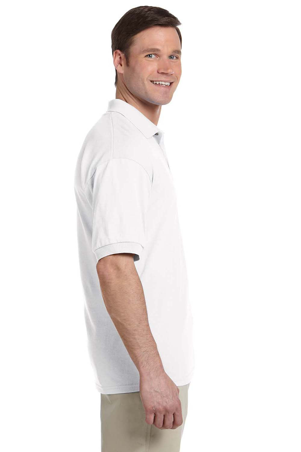 Gildan G880 Mens DryBlend Moisture Wicking Short Sleeve Polo Shirt White Side
