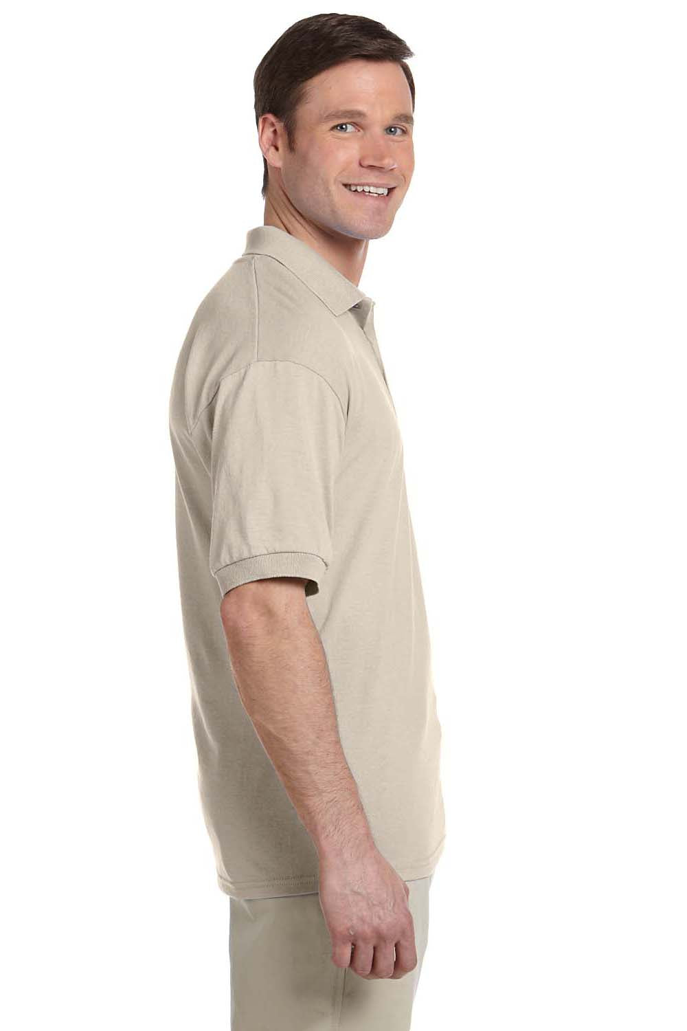 Gildan G880 Mens DryBlend Moisture Wicking Short Sleeve Polo Shirt Sand Brown Side
