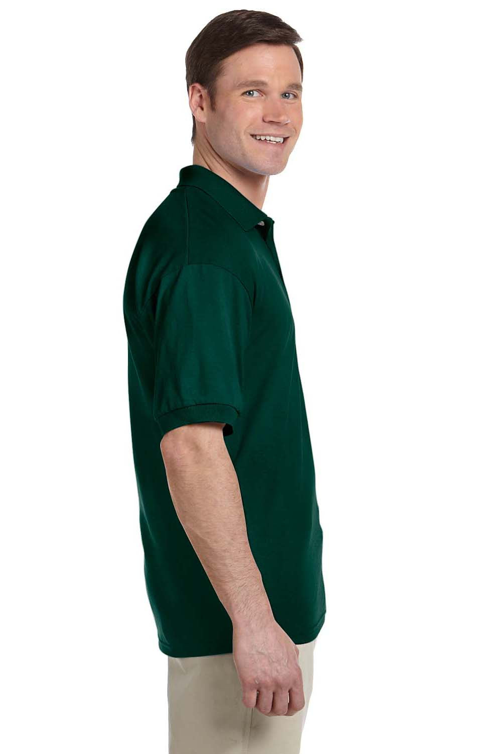 Gildan G880 Mens DryBlend Moisture Wicking Short Sleeve Polo Shirt Forest Green Side