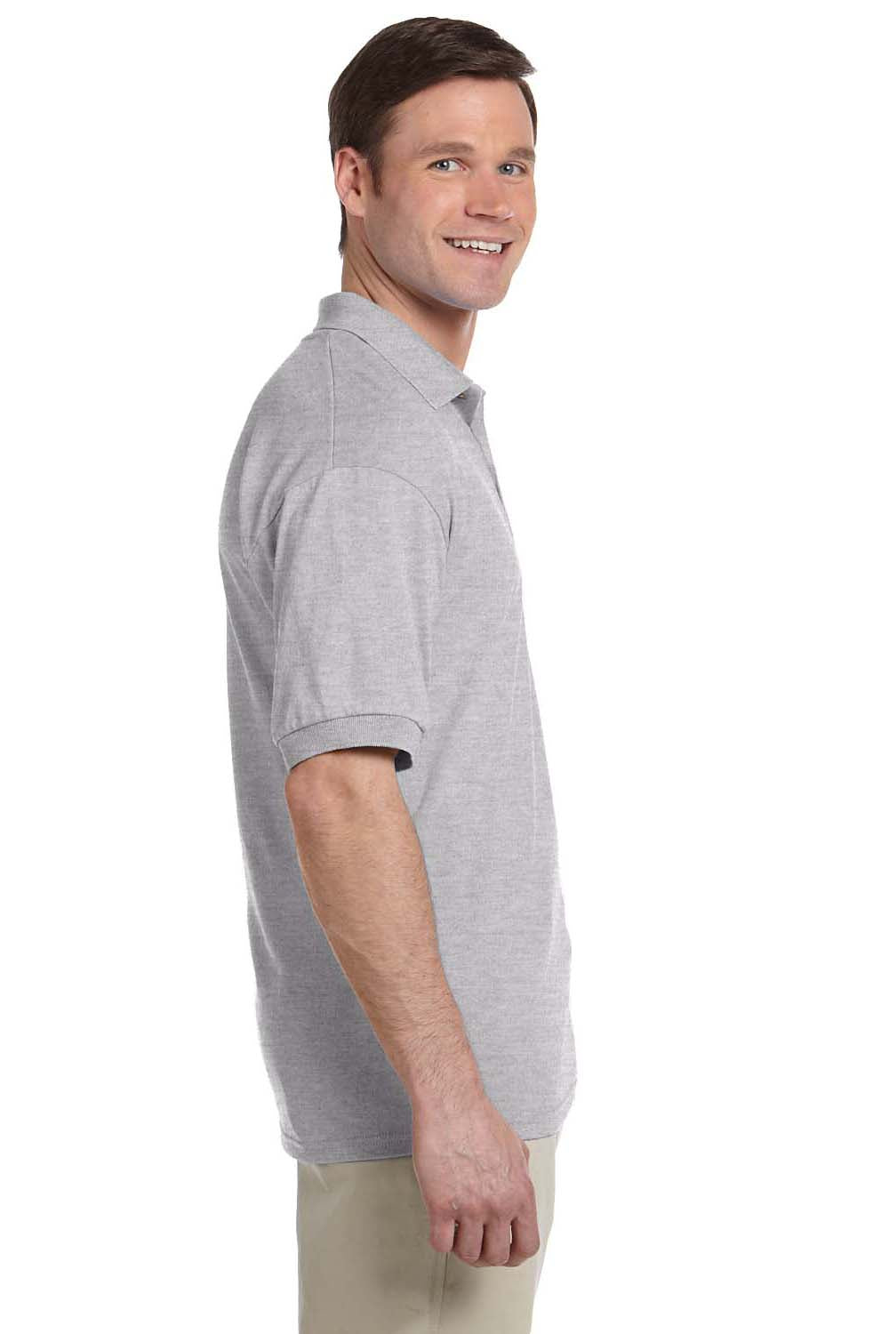 Gildan G880 Mens DryBlend Moisture Wicking Short Sleeve Polo Shirt Sport Grey Side