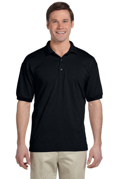 Gildan G880 Mens DryBlend Moisture Wicking Short Sleeve Polo Shirt Black Front