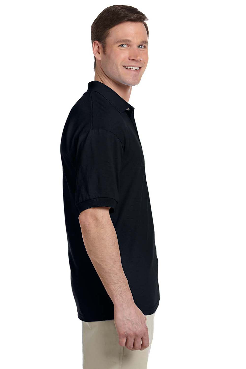 Gildan G880 Mens DryBlend Moisture Wicking Short Sleeve Polo Shirt Black Side