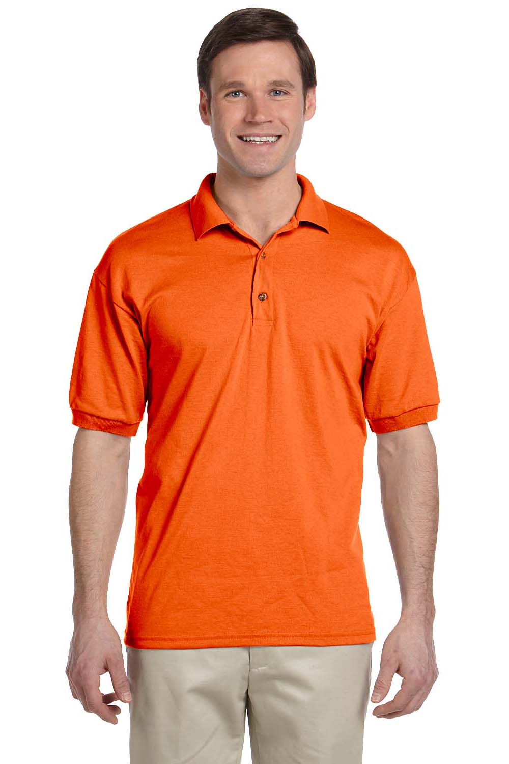 Gildan G880 Mens DryBlend Moisture Wicking Short Sleeve Polo Shirt Orange Front