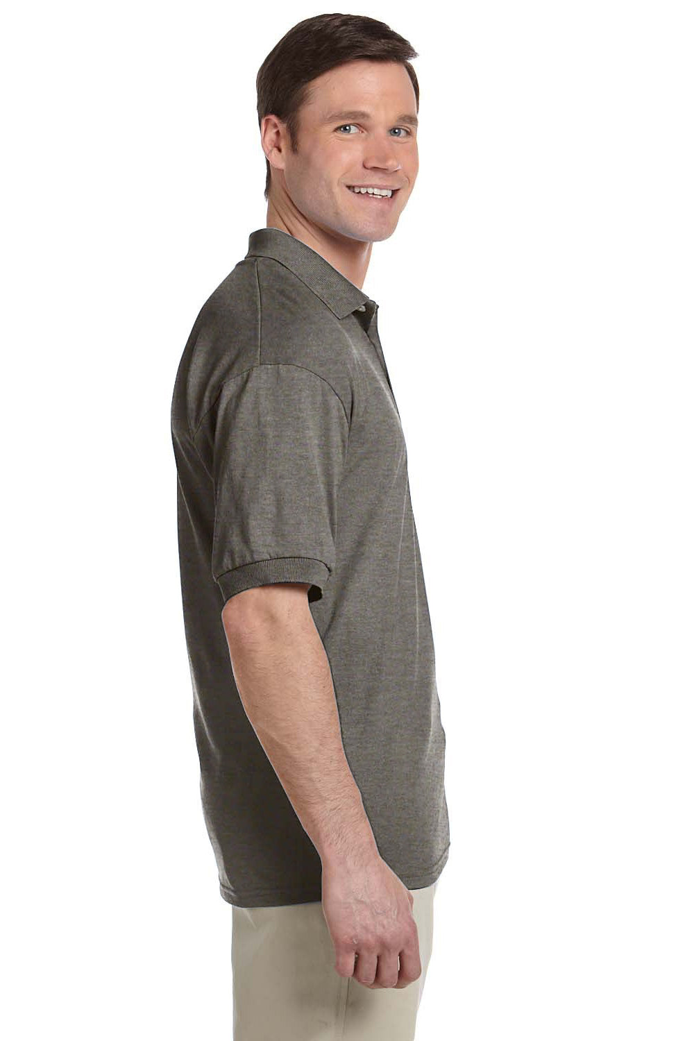 Gildan G880 Mens DryBlend Moisture Wicking Short Sleeve Polo Shirt Heather Graphite Grey Side