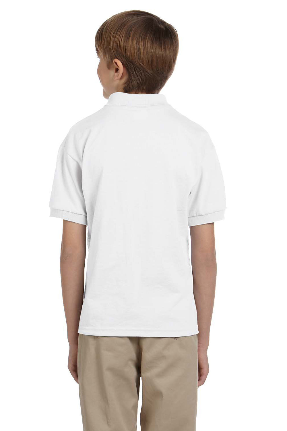 Gildan G880B Youth DryBlend Moisture Wicking Short Sleeve Polo Shirt White Back