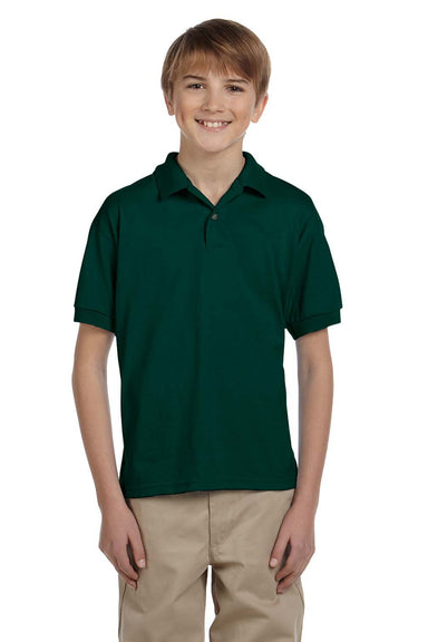 Gildan G880B Youth DryBlend Moisture Wicking Short Sleeve Polo Shirt Forest Green Front