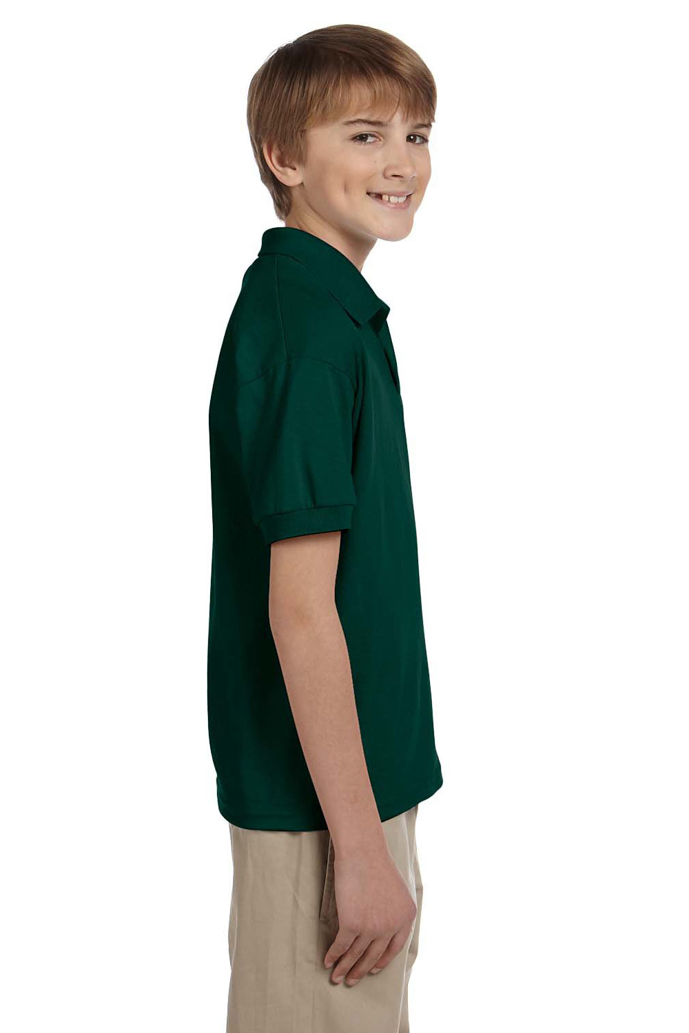 Gildan G880B Youth DryBlend Moisture Wicking Short Sleeve Polo Shirt Forest Green Side