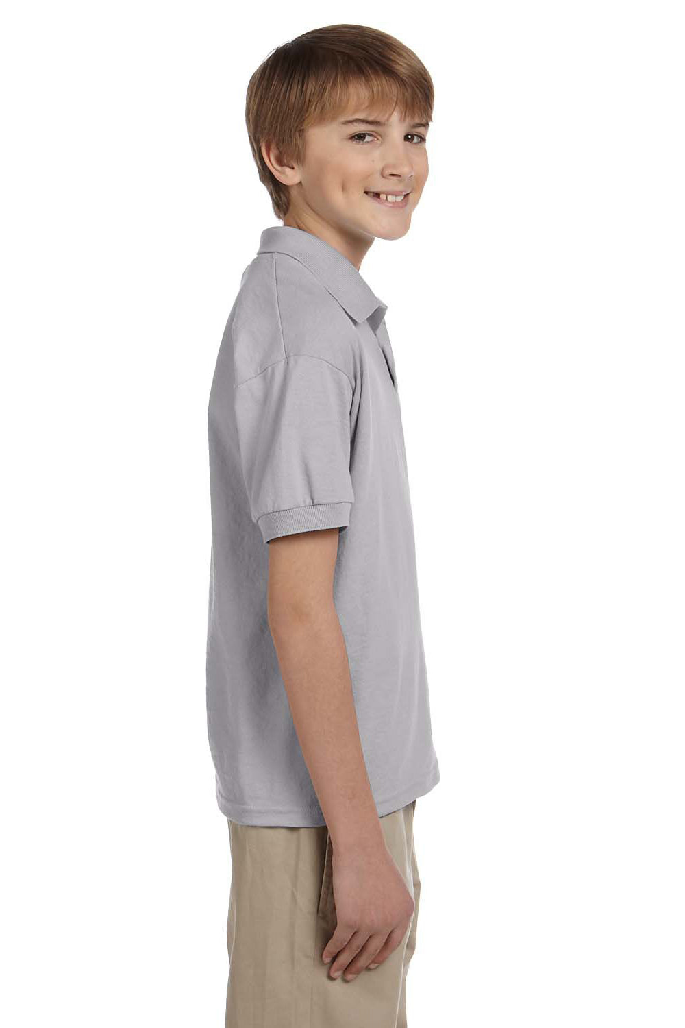 Gildan G880B Youth DryBlend Moisture Wicking Short Sleeve Polo Shirt Sport Grey Side