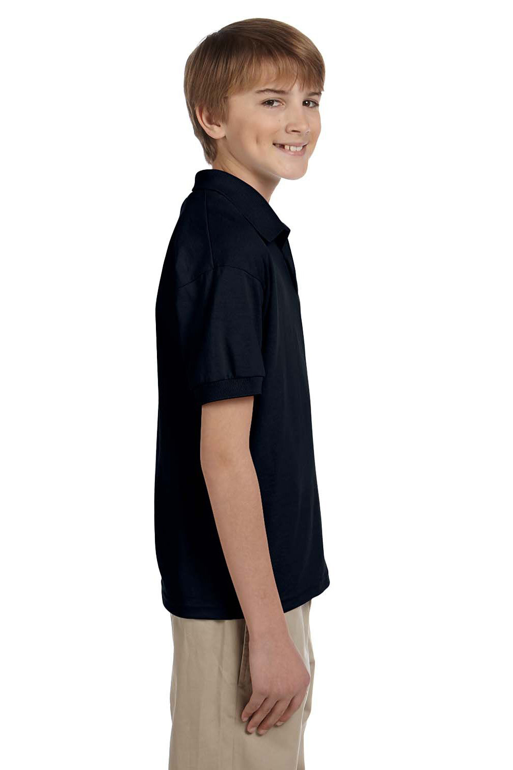 Gildan G880B Youth DryBlend Moisture Wicking Short Sleeve Polo Shirt Black Side