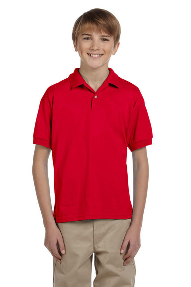 Gildan G880B Youth DryBlend Moisture Wicking Short Sleeve Polo Shirt Red Front