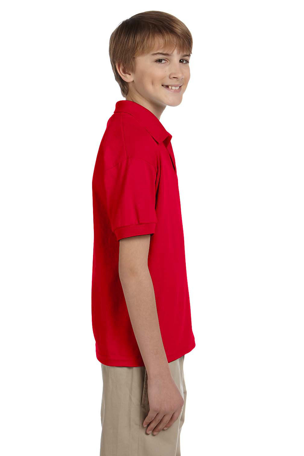 Gildan G880B Youth DryBlend Moisture Wicking Short Sleeve Polo Shirt Red Side