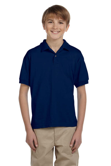 Gildan G880B Youth DryBlend Moisture Wicking Short Sleeve Polo Shirt Navy Blue Front