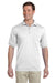 Gildan G890 Mens DryBlend Moisture Wicking Short Sleeve Polo Shirt w/ Pocket White Front