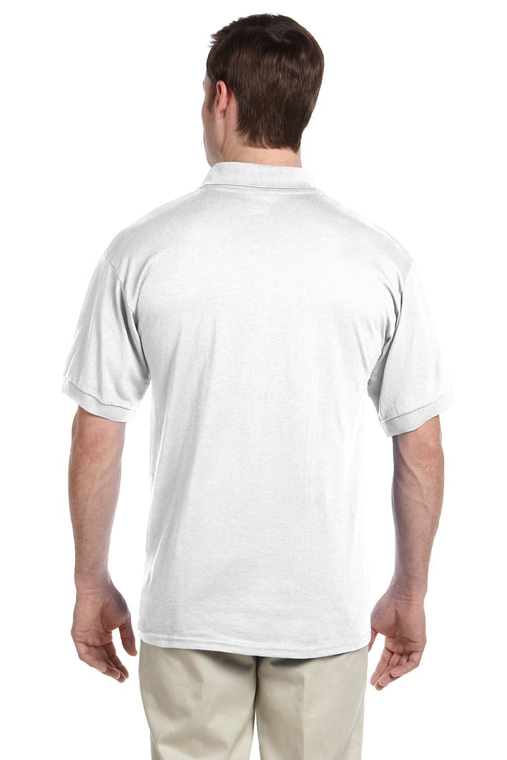 Gildan G890 Mens DryBlend Moisture Wicking Short Sleeve Polo Shirt w/ Pocket White Back