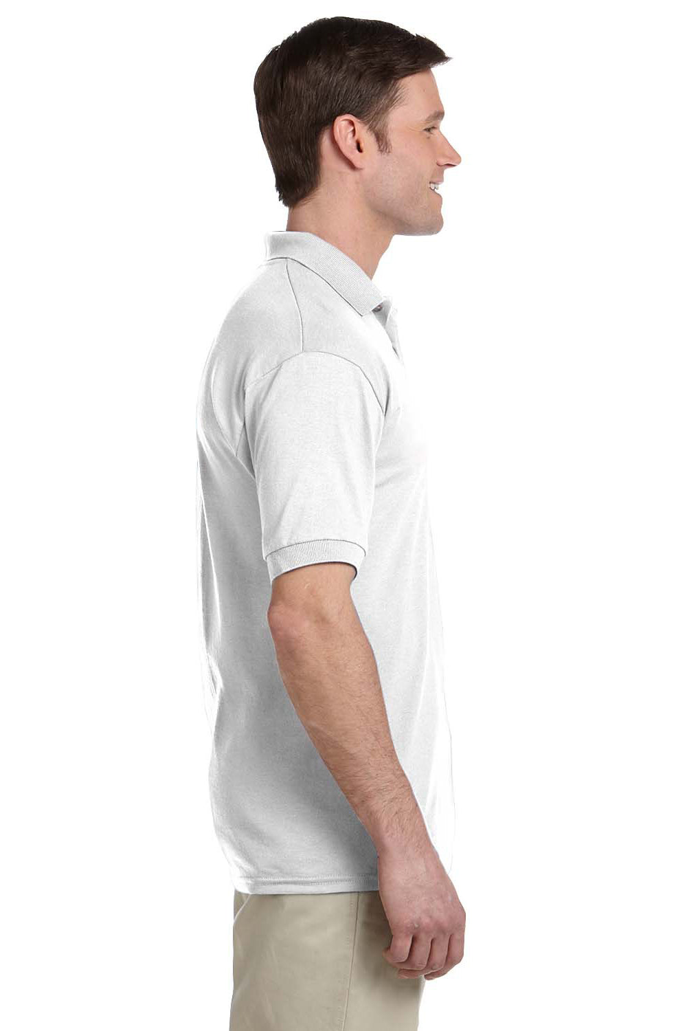 Gildan G890 Mens DryBlend Moisture Wicking Short Sleeve Polo Shirt w/ Pocket White Side