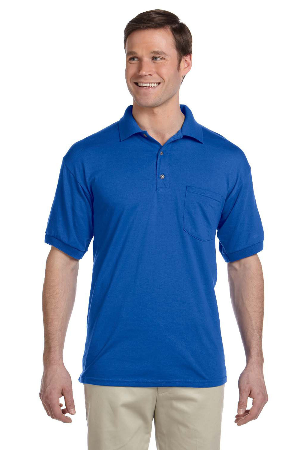 Gildan G890 Mens DryBlend Moisture Wicking Short Sleeve Polo Shirt w/ Pocket Royal Blue Front