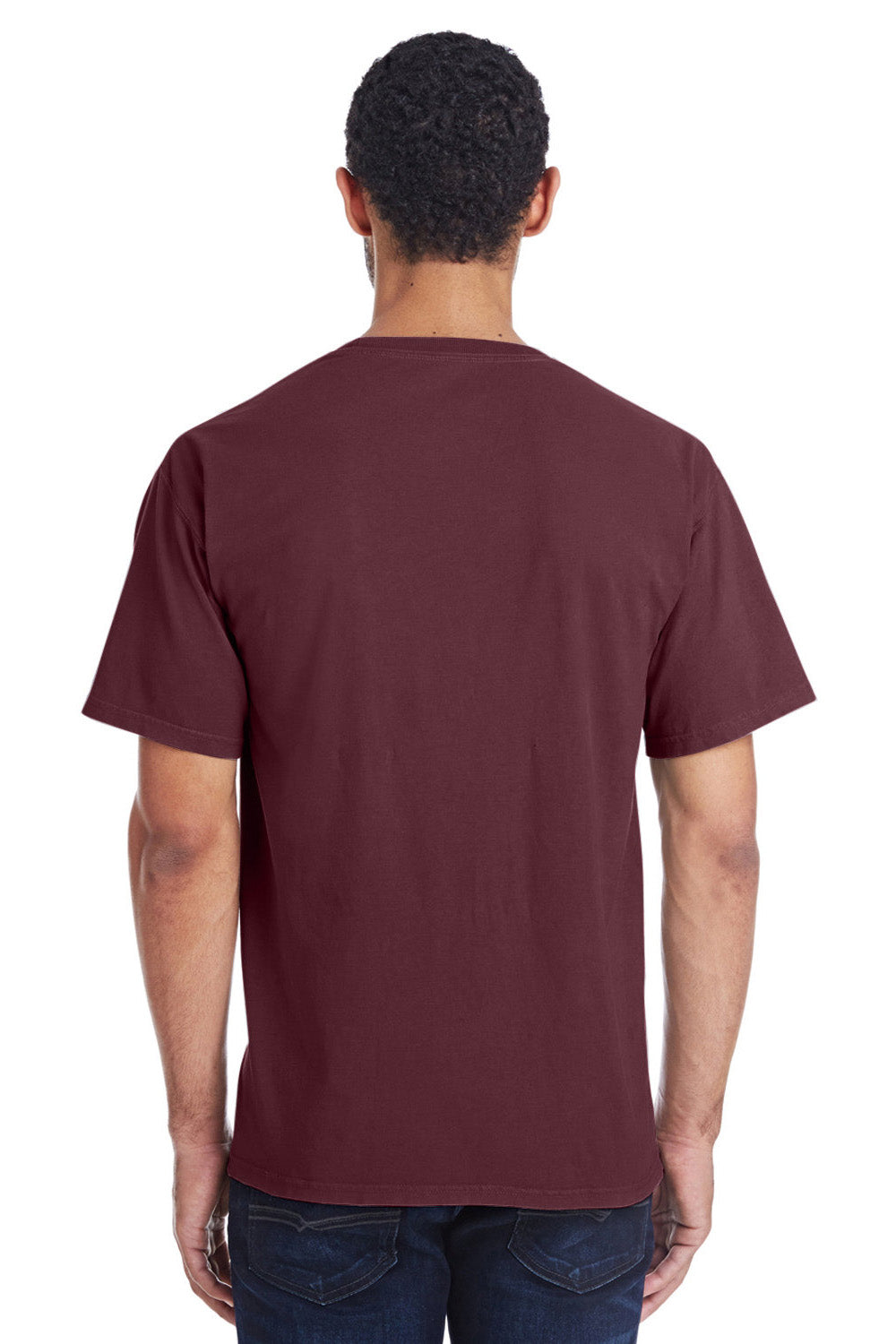 ComfortWash by Hanes GDH100 Mens Short Sleeve Crewneck T-Shirt Maroon Back
