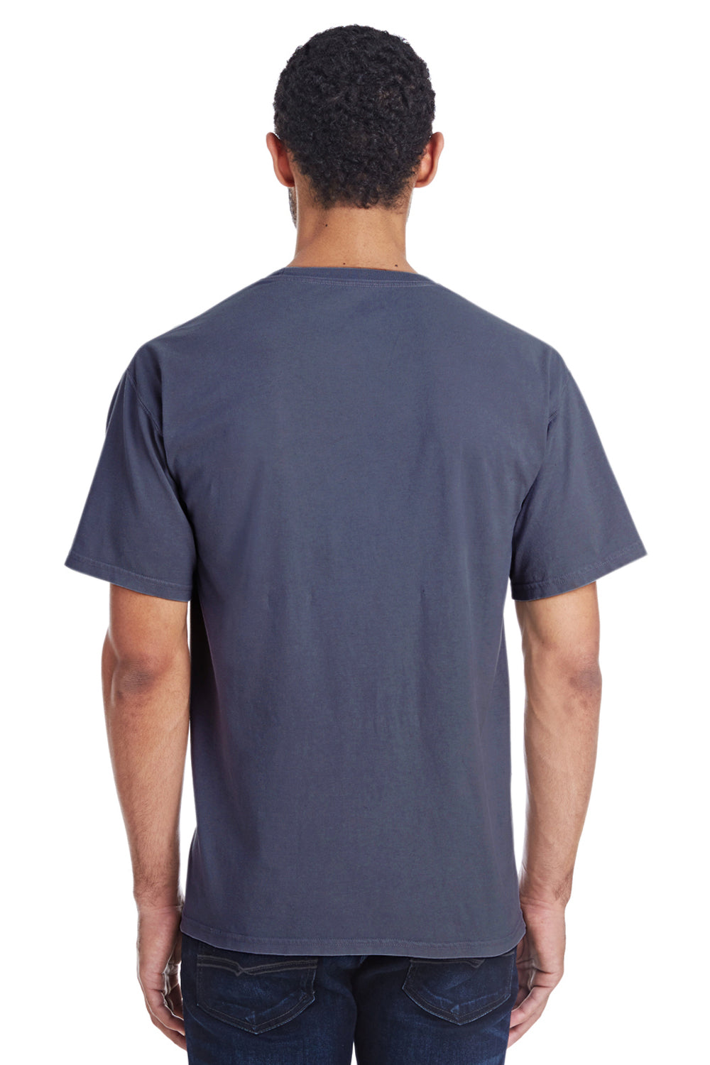 ComfortWash By Hanes GDH100 Mens Short Sleeve Crewneck T-Shirt Slate Blue Back
