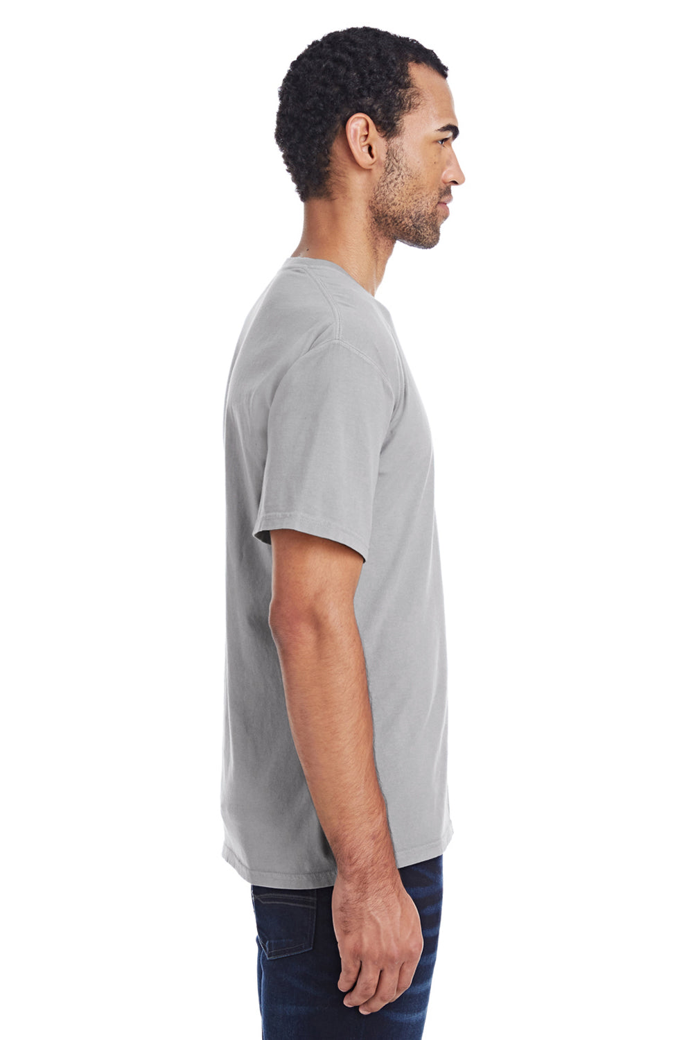 ComfortWash By Hanes GDH100 Mens Short Sleeve Crewneck T-Shirt Concrete Grey Side
