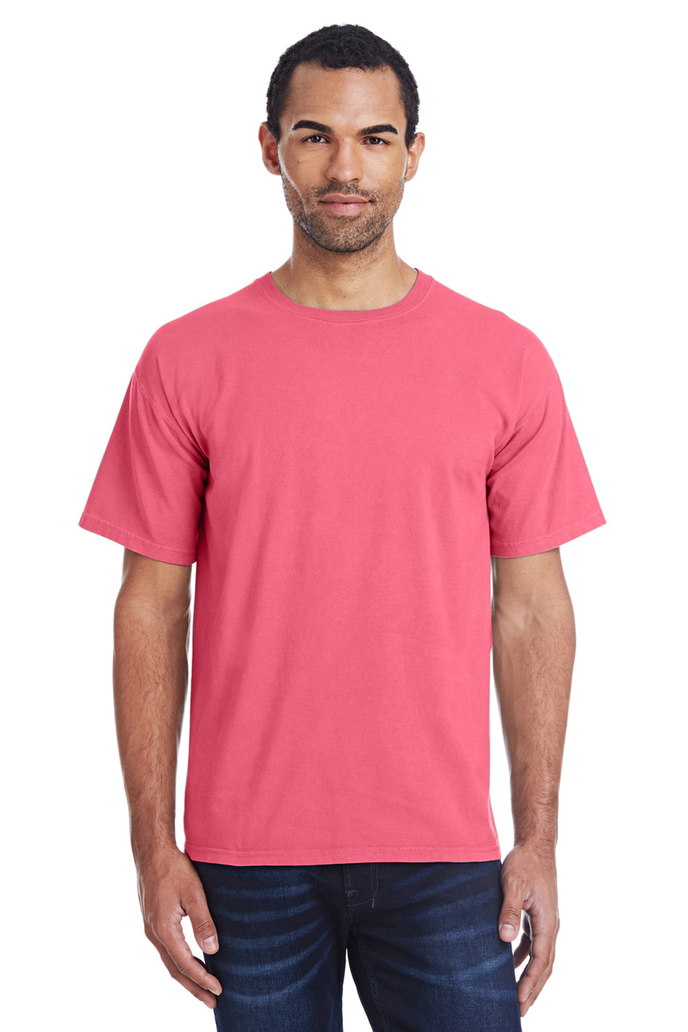 ComfortWash By Hanes GDH100 Mens Short Sleeve Crewneck T-Shirt Crimson Red Front