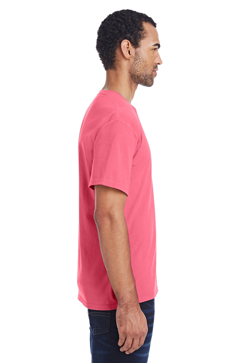 ComfortWash By Hanes GDH100 Mens Short Sleeve Crewneck T-Shirt Crimson Red Side