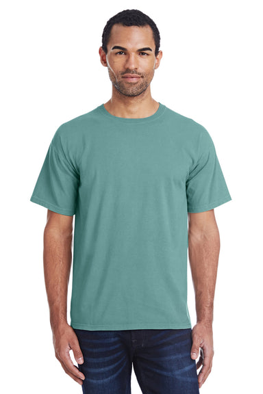 ComfortWash By Hanes GDH100 Mens Short Sleeve Crewneck T-Shirt Cypress Green Front