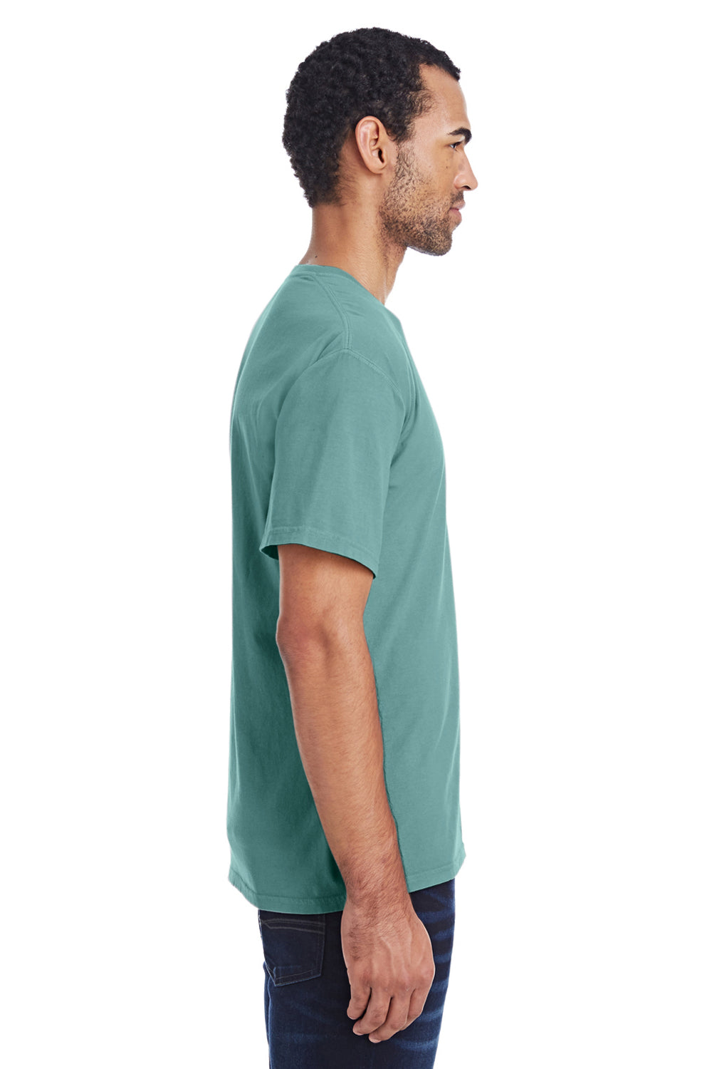 ComfortWash By Hanes GDH100 Mens Short Sleeve Crewneck T-Shirt Cypress Green Side