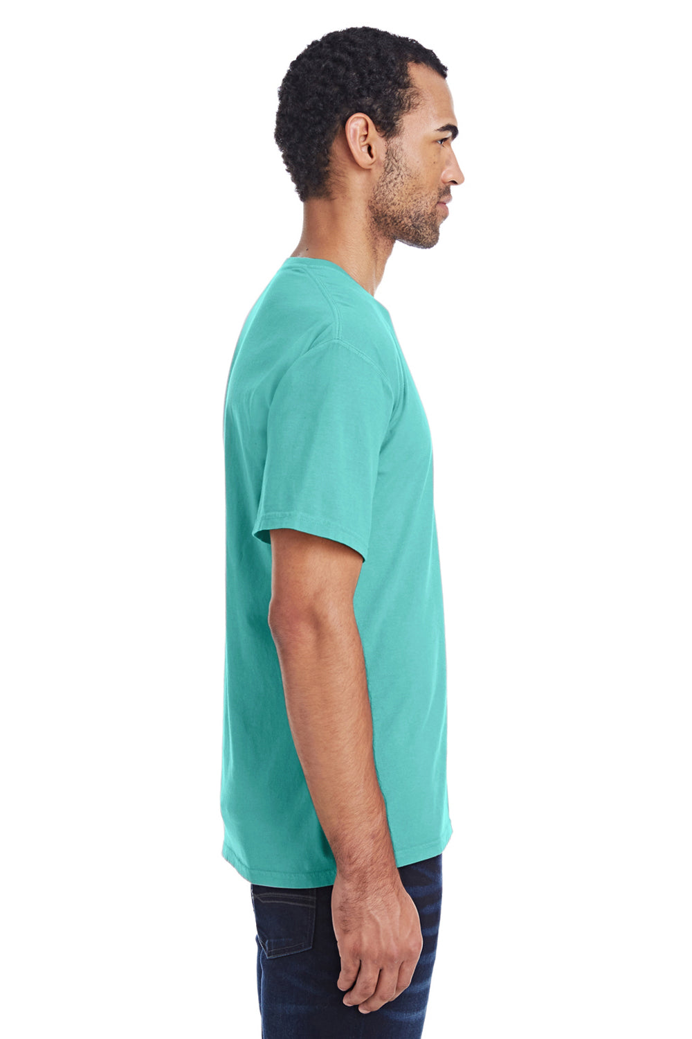 ComfortWash By Hanes GDH100 Mens Short Sleeve Crewneck T-Shirt Mint Green Side